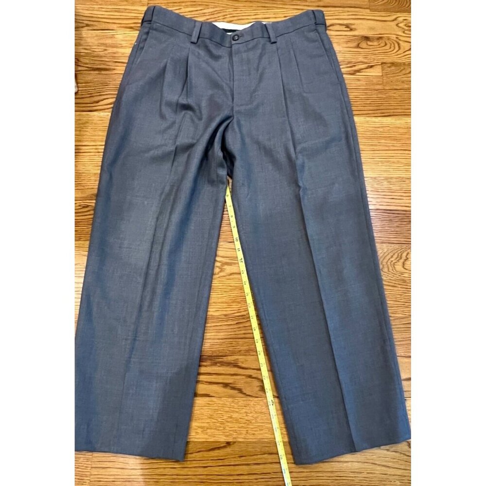 LL‎ Bean Mens Charcoal 100% Wool Comfort Waist Cuff Dress Pants 38x29 - Picture 5 of 14